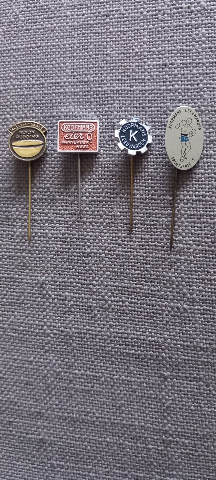 Vintage Koopmans Speldjes - Pudding, Pannenkoek, Leeuwarden, Verzamelen, Ophalen of Verzenden, Gebruikt