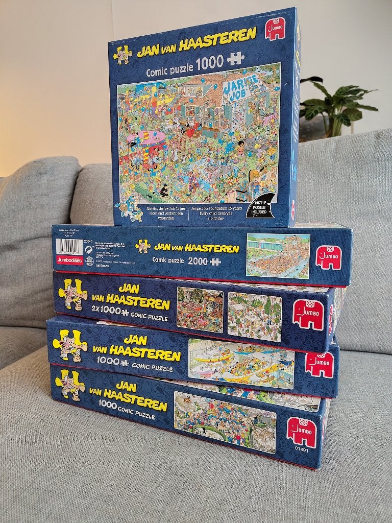Diverse Jan van Haasteren puzzels 1000 & 2000 stukjes, Ophalen, 500 t/m 1500 stukjes, Zo goed als nieuw, Legpuzzel