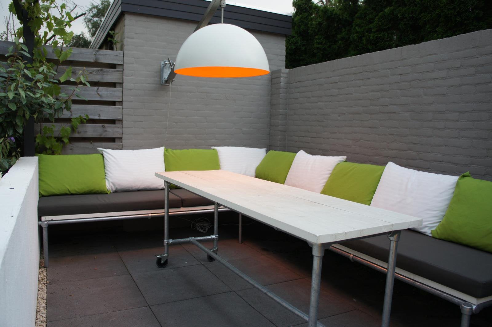 Design retro buitenlamp / UFO hanglamp (Oranje & Wit), Ophalen, Gebruikt, Kunststof, Retro Space Age