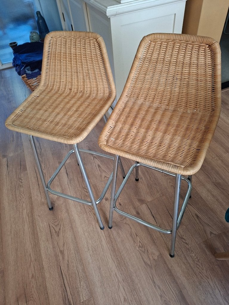 2 Rohé Noordwolde barkrukken. In prima staat, Huis en Inrichting, Ophalen, Metaal, Gebruikt, 60 tot 90 cm