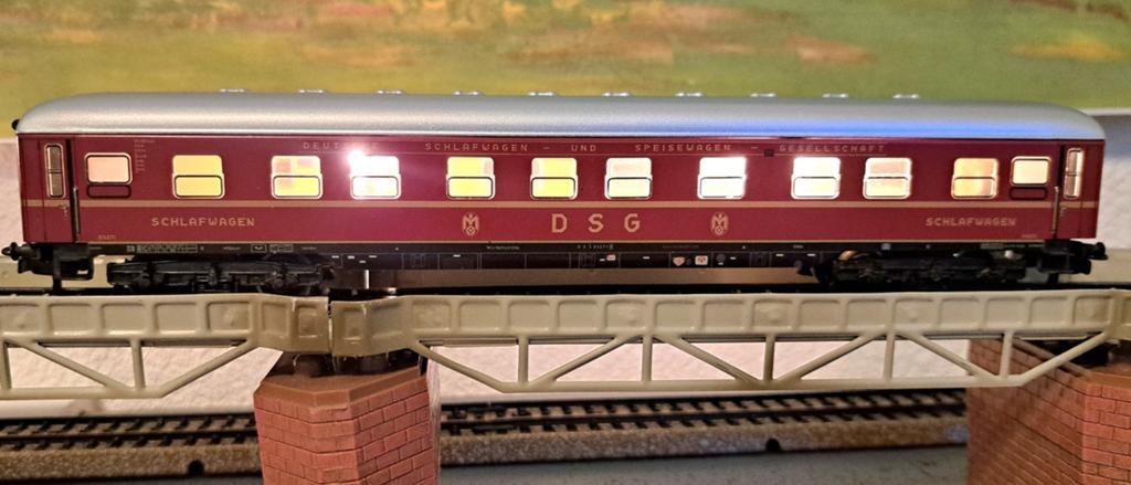 Marklin 4064 Slaaprijtuig met licht, Wisselstroom, Treinset, Ophalen of Verzenden, Zo goed als nieuw