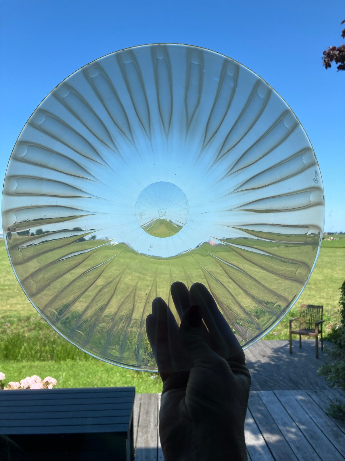 Schaal doorzichtig en melkglas met signatuur van Copier, Antiek en Kunst, Ophalen