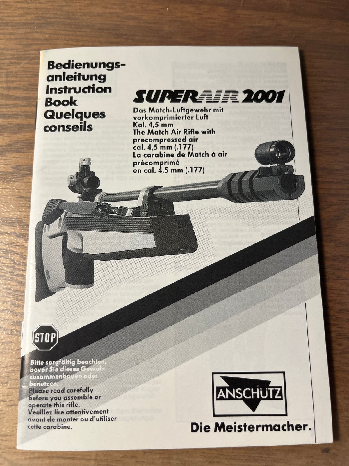 Instructieboekje Anschütz Superair 2001, Ophalen of Verzenden, Zo goed als nieuw