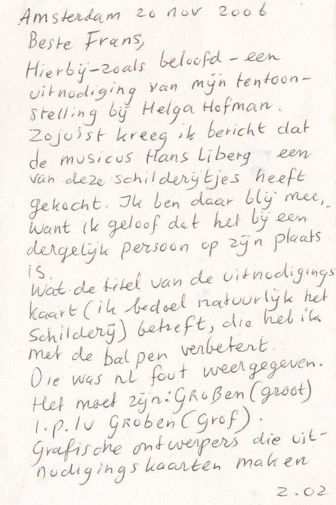 Jacques van Alphen brief invitatie schrijver Frans Duister, Ophalen of Verzenden