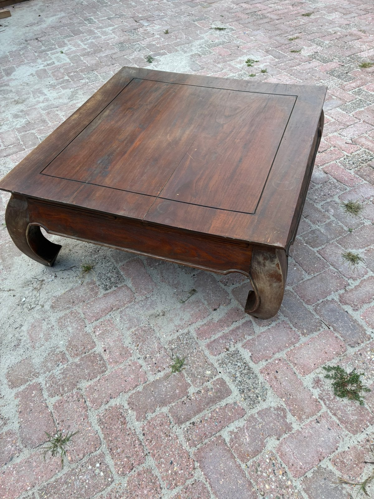 Opiumtafel 100x100 cm teakhout, Ophalen, Gebruikt, 50 tot 100 cm, 50 tot 100 cm