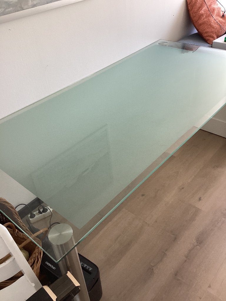 Eettafel/bureau van glas, Ophalen, Gebruikt, 50 tot 100 cm, Glas