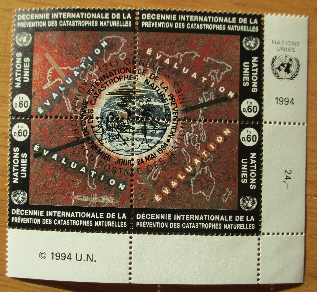 VN Genève, serie Bestrijding natuurrampen, 1994, Ophalen of Verzenden, Overige landen, Gestempeld