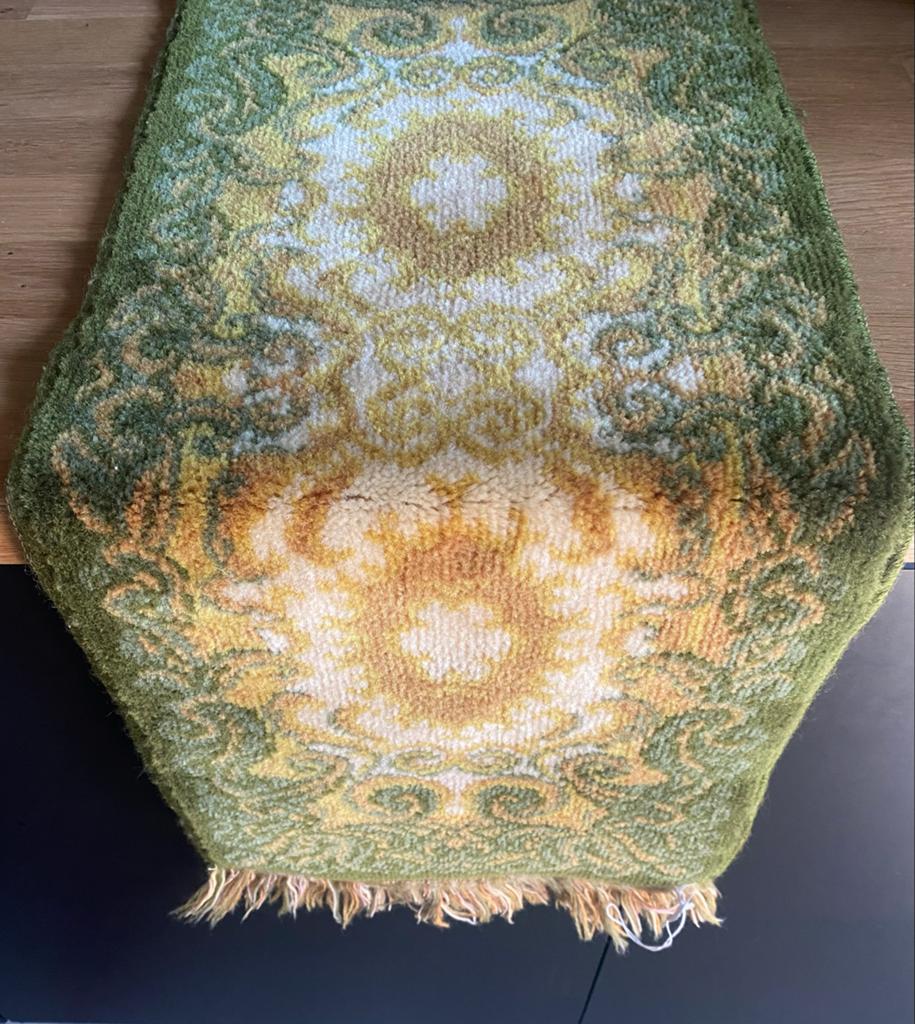 Vintage Groen en Goudkleurig tafelloper, Ophalen of Verzenden