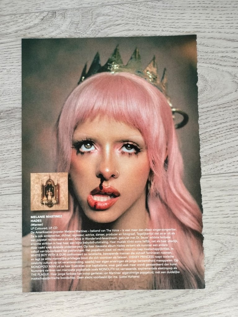 Melanie Martinez 1-pag tijdschrift artikel Mania April 2026, Verzenden, Boek, Tijdschrift of Artikel