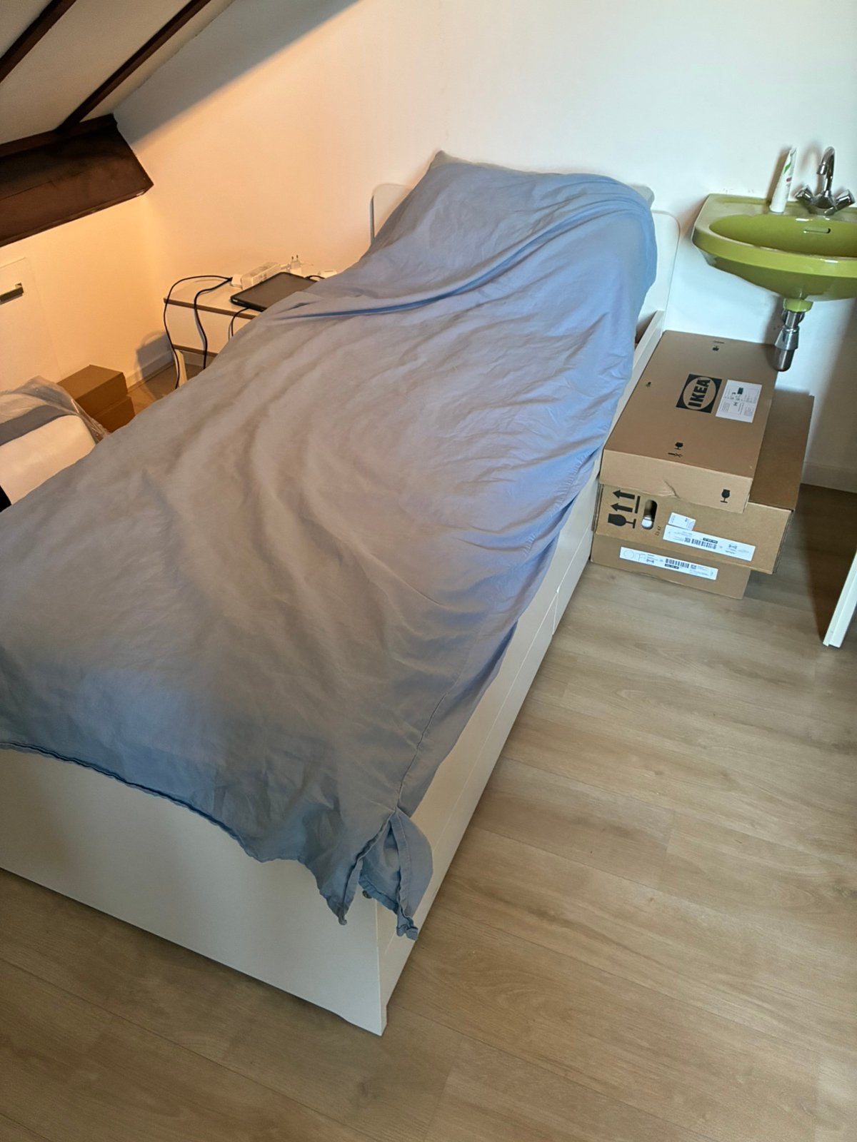 Gratis afhalen bed 90x200cm, Huis en Inrichting, Ophalen, 90 cm, Eenpersoons, Wit