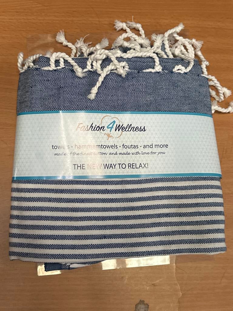 Fashion4Wellness Hamamdoek - Blauw Wit Gestreept, Blauw, Handdoek, Nieuw, Ophalen of Verzenden