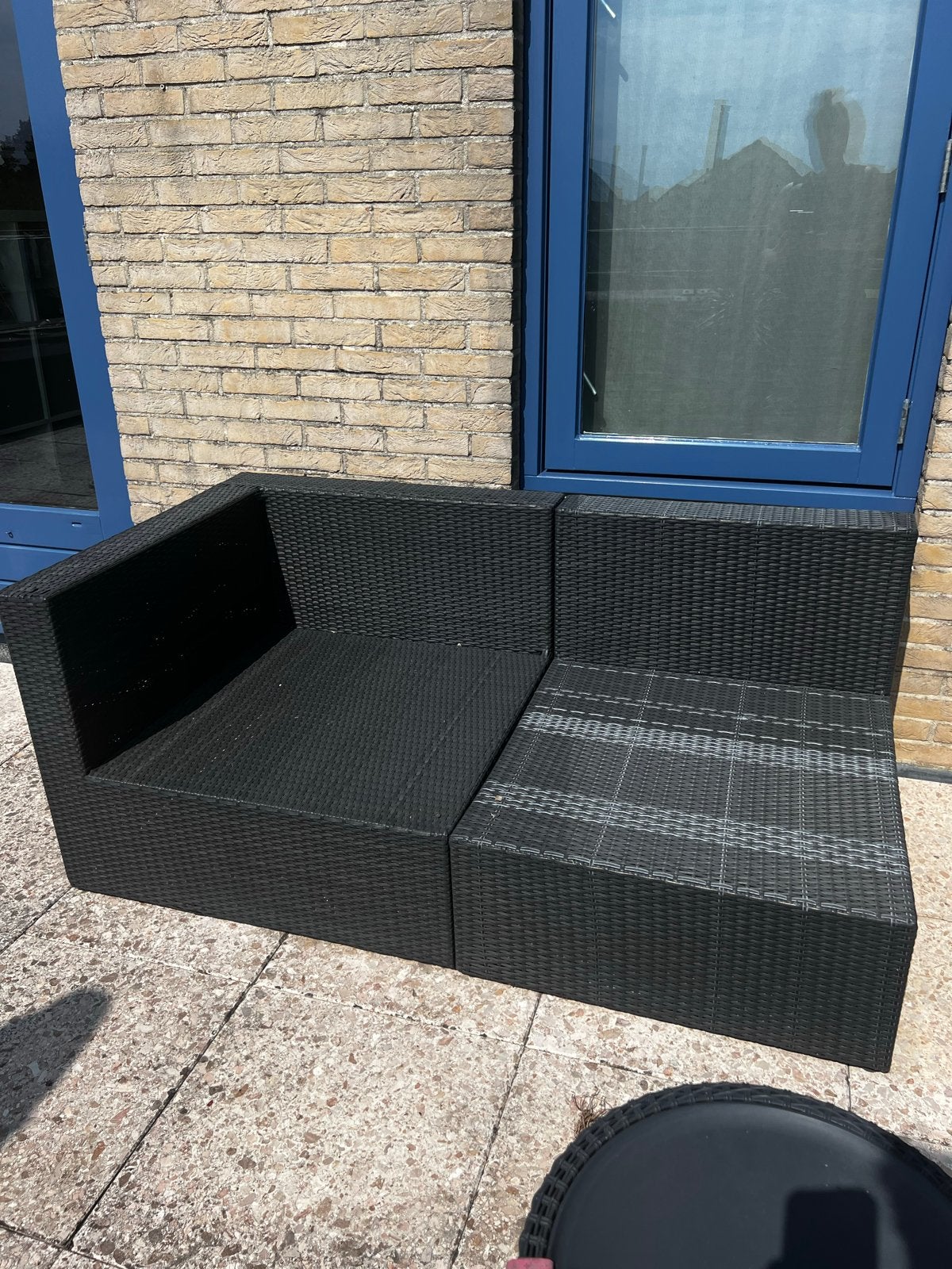 Loungeset met kussens + stoel, tafel en bijzettafel/koelbox, Ophalen, Gebruikt, 3 zitplaatsen, Loungeset