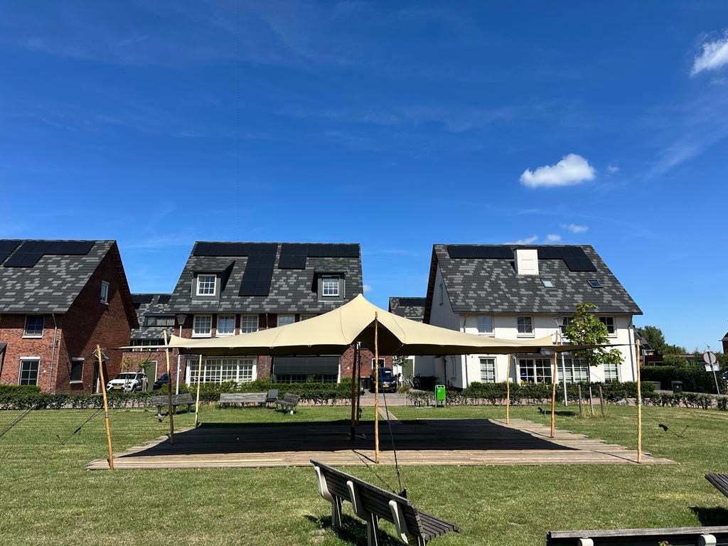 Stretchtent 7.5mx10.5m TE HUUR, Ophalen, Opvouwbaar, Nomadik, Partytent