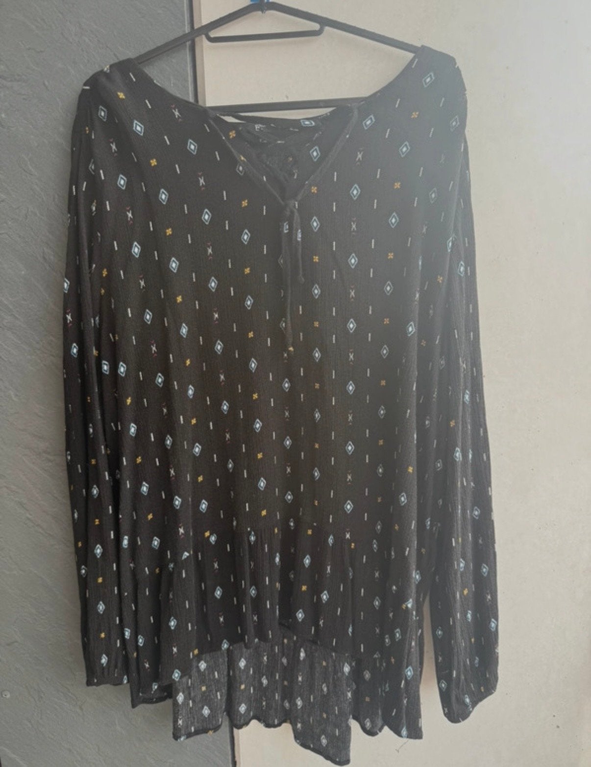 ESTVL blouse met lange mouwen en patroon - Maat 48, Zwart, Maat 46/48 (XL) of groter, Ophalen of Verzenden, Zo goed als nieuw