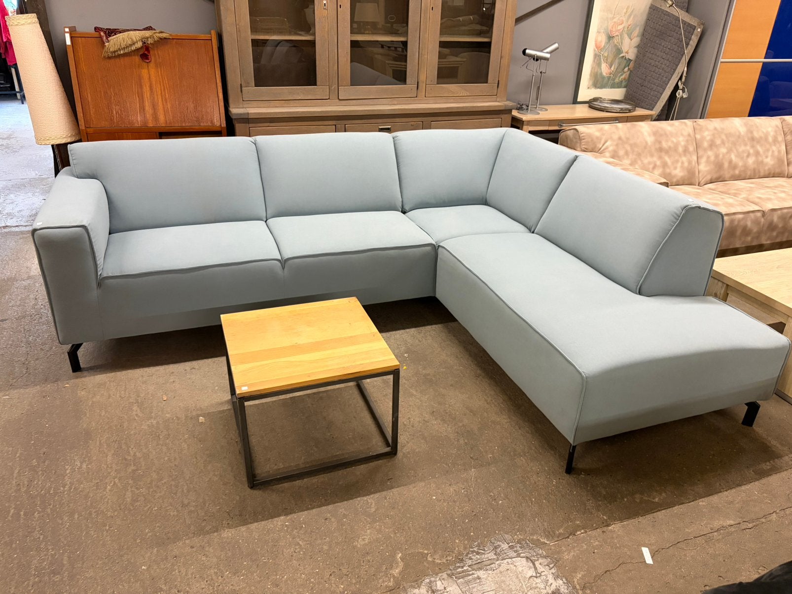 Nieuw! Baby blauwe hoekbank, Ophalen