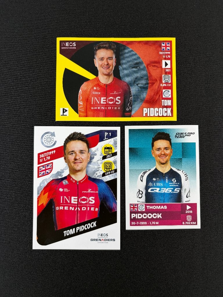 3x Tom Pidcock Panini Tour de France Giro d'Italia Sticker, Verzenden, Zo goed als nieuw, Buitenlandse clubs, Poster, Plaatje of Sticker
