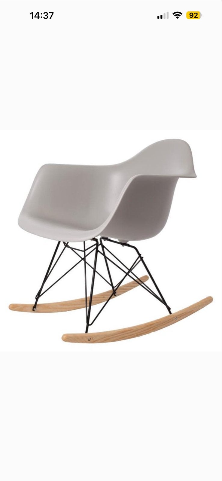 Schommelstoel Eames RAR stijl - Grijs, Ophalen of Verzenden, Zo goed als nieuw, Hout, Eén