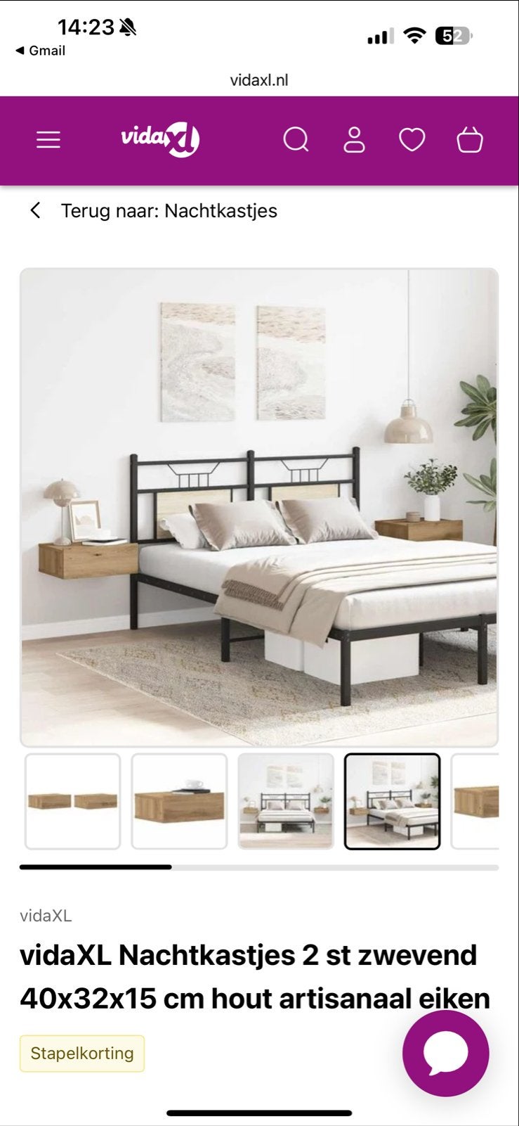 Nachtkastjes 2 st zwevend eiken 40x32x15 cm, Minder dan 45 cm, Nieuw, Ophalen of Verzenden, Minder dan 55 cm