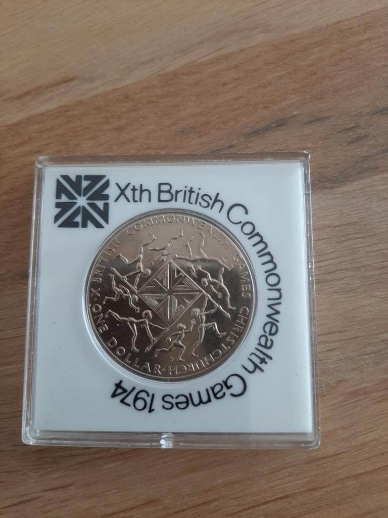 Nieuw-Zeeland 1 Dollar 1974 Commonwealth Games, Ophalen of Verzenden, Losse munt