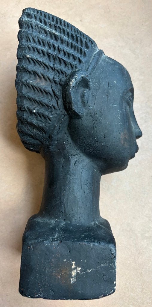 Afrikaans hoofd, gips, vintage (Ghana, rond 1980), Antiek en Kunst, Afrika, 25 cm, Beeld, Zwart