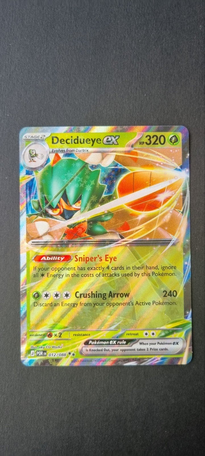 Decidueye EX POR 012/088, Ophalen of Verzenden, Zo goed als nieuw, Losse kaart