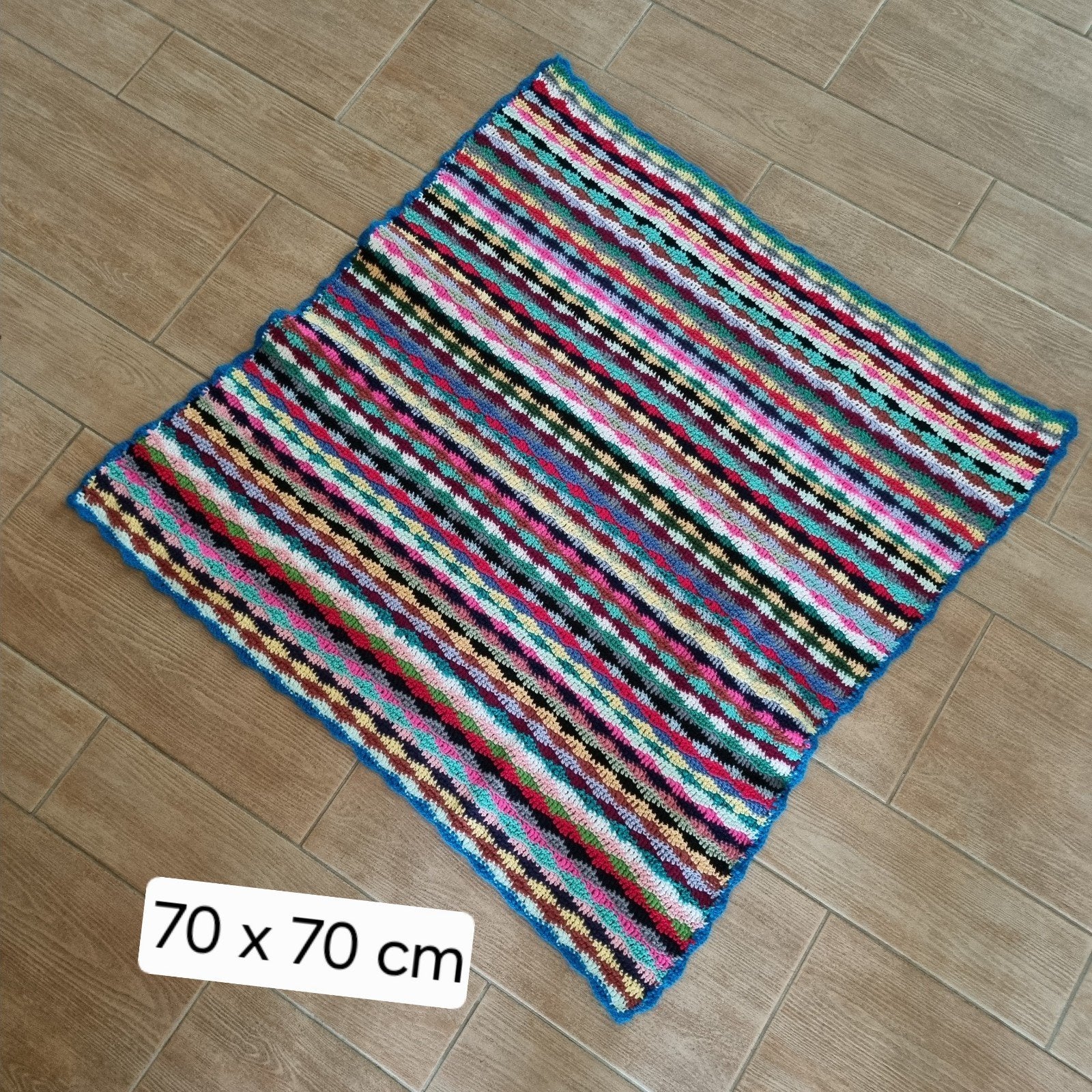 Zelfgehaakt katoenen plaid - Kleurrijk en uniek, Katoen, 70 cm, 70 cm, Nieuw