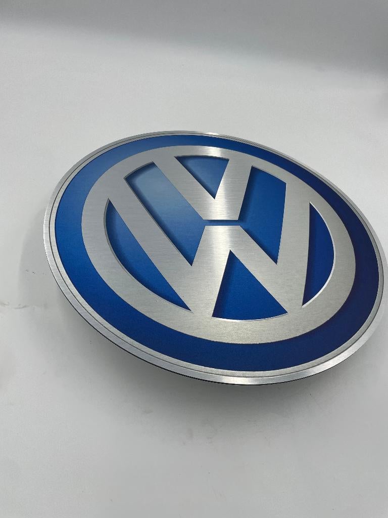 Reclamebord Volkswagen rond logo embleem, aluminium, 40x40cm, Ophalen of Verzenden, Nieuw, Reclamebord