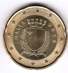 20 Eurocent Malta 2016 - UNC - Staatswapen, Postzegels en Munten, Verzenden, Malta, 20 cent, Losse munt