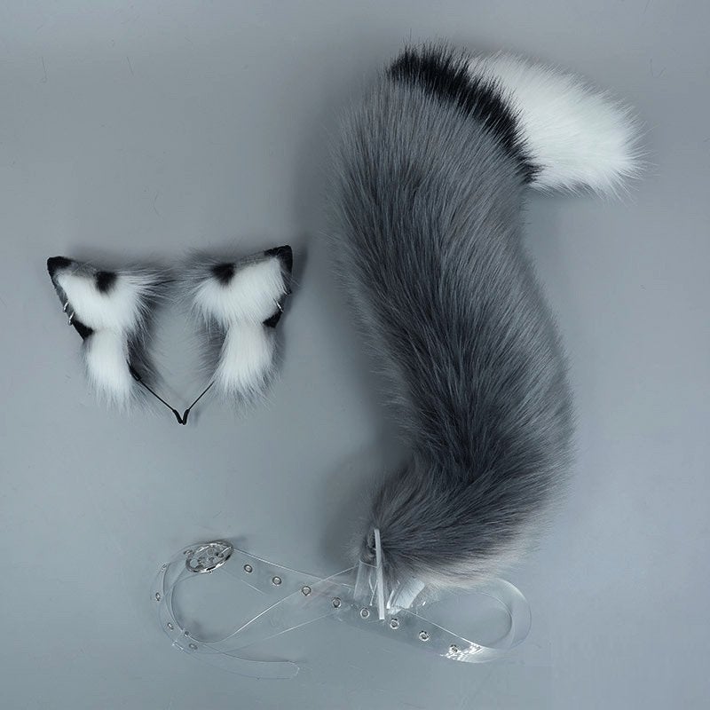 Grijze Vossenstaart En Oren Furry Fursuit Fur Vos Staart, Verzenden, Nieuw