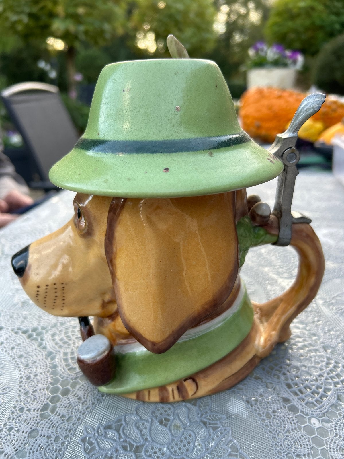 Vintage Bierpul Teckel met Jagershoedje, Ophalen of Verzenden