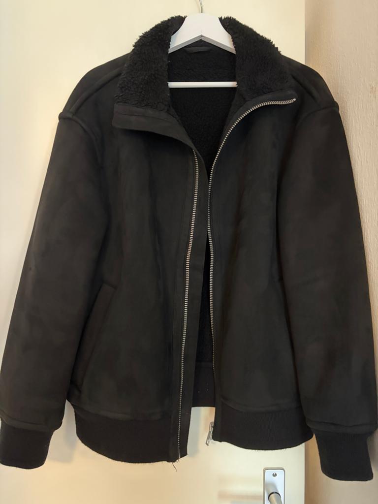 H&M oversized suède-look bomberjack met teddy voering M, Kleding | Dames, Ophalen of Verzenden, Zo goed als nieuw