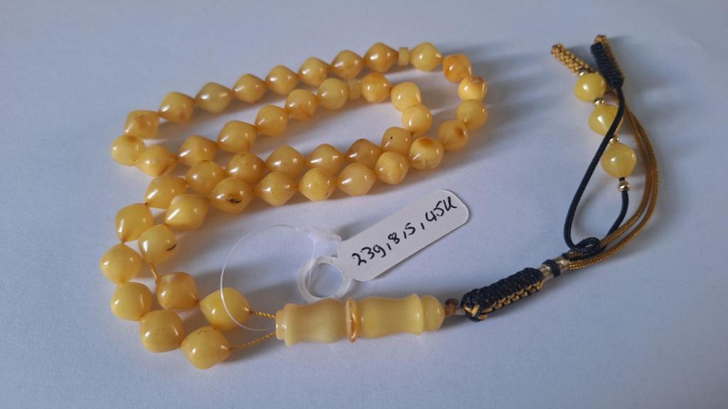 Baltische amber barnsteen tesbih ketting, Ophalen of Verzenden, Overige materialen, Ketting, Met edelsteen