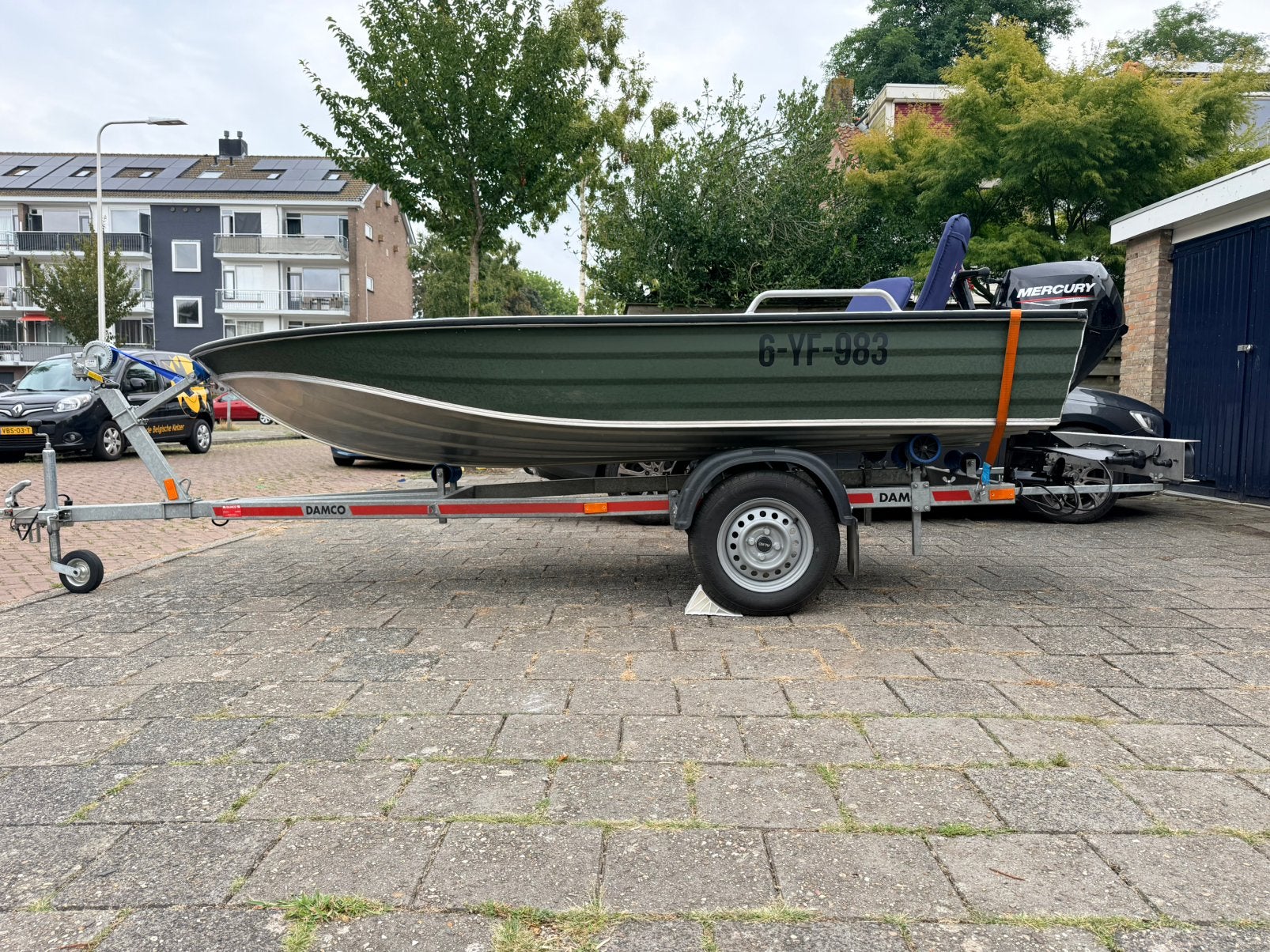Kimple hunter 3,70m 15PK Mercury 4 takt + trailer, Ophalen, Viertaktmotor, Aluminium, Zo goed als nieuw