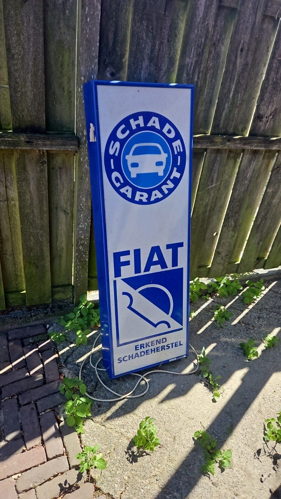 Fiat schade garant ouderwets reclamebord, Ophalen of Verzenden, Gebruikt, Reclamebord