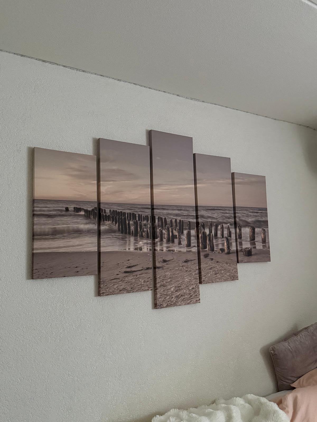 5 delig canvas schilderijen, Ophalen, 125 cm of meer, Oorspronkelijke maker, 50 tot 75 cm