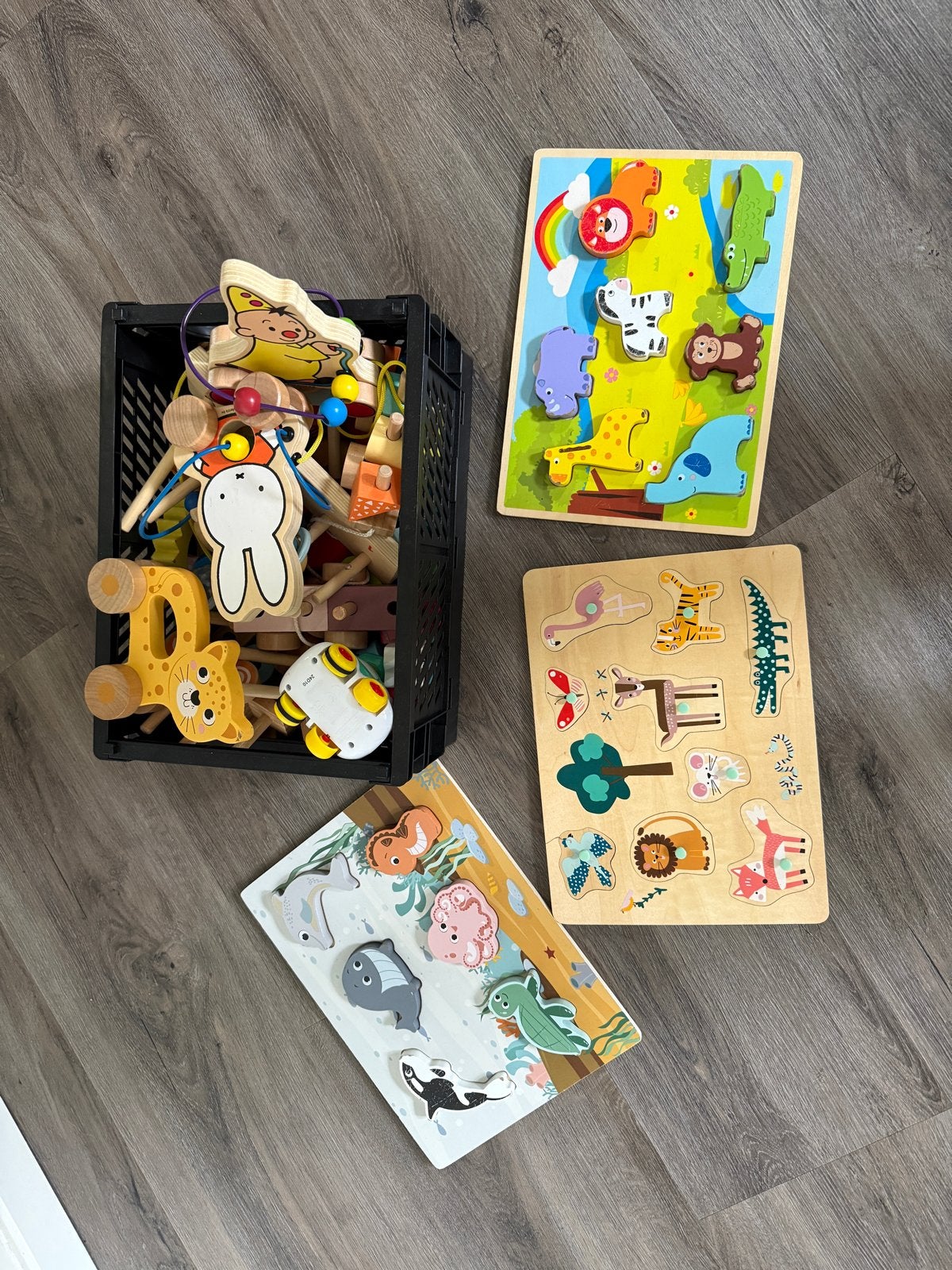 Houten speelgoed set: Puzzels en diverse speeltjes, Ophalen, Gebruikt, Overige typen