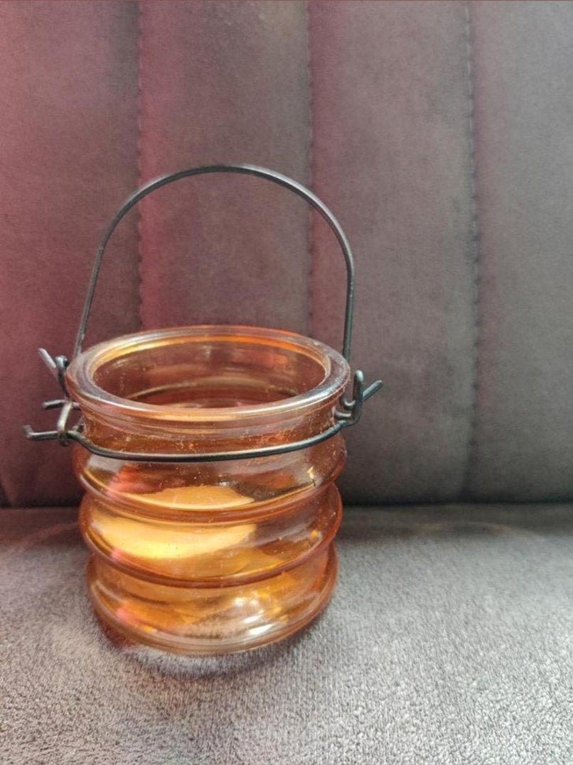 waxinelichtje van glas - oranje, Ophalen of Verzenden, Oranje, Glas
