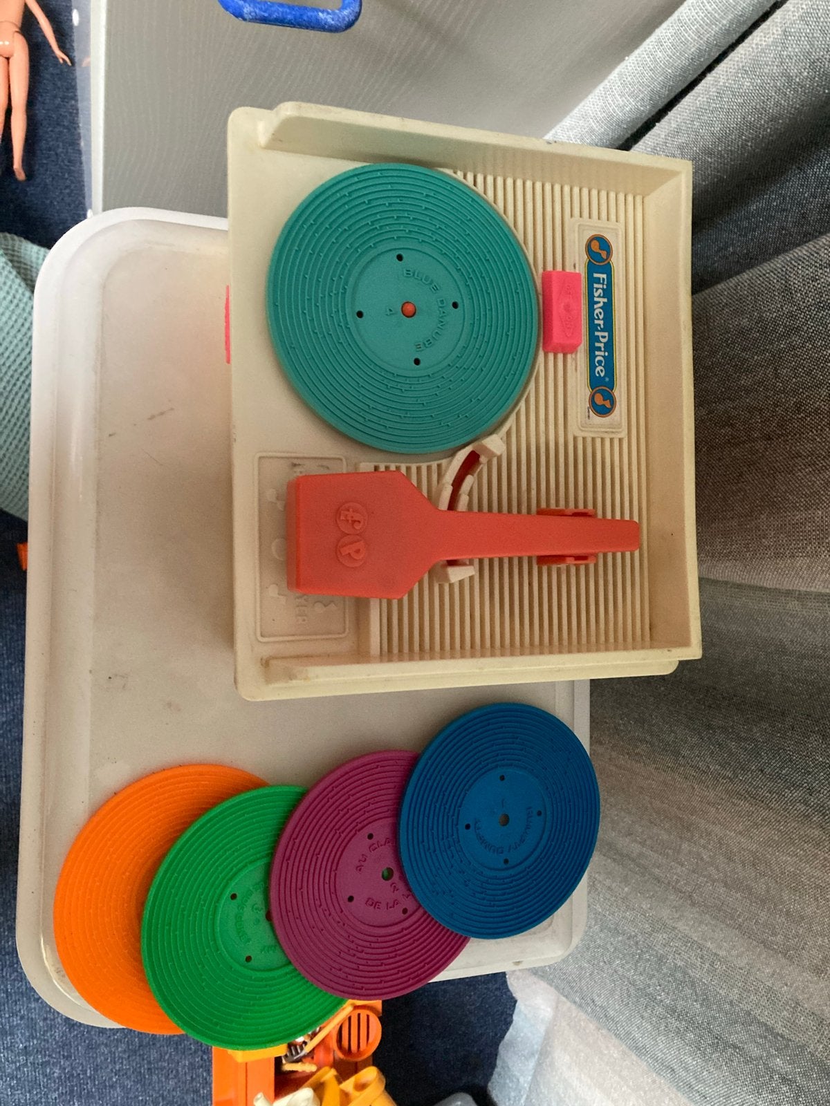 Vintage Fisher-Price Platenspeler met 5 platen, Ophalen of Verzenden, Gebruikt, Speelset, Met geluid