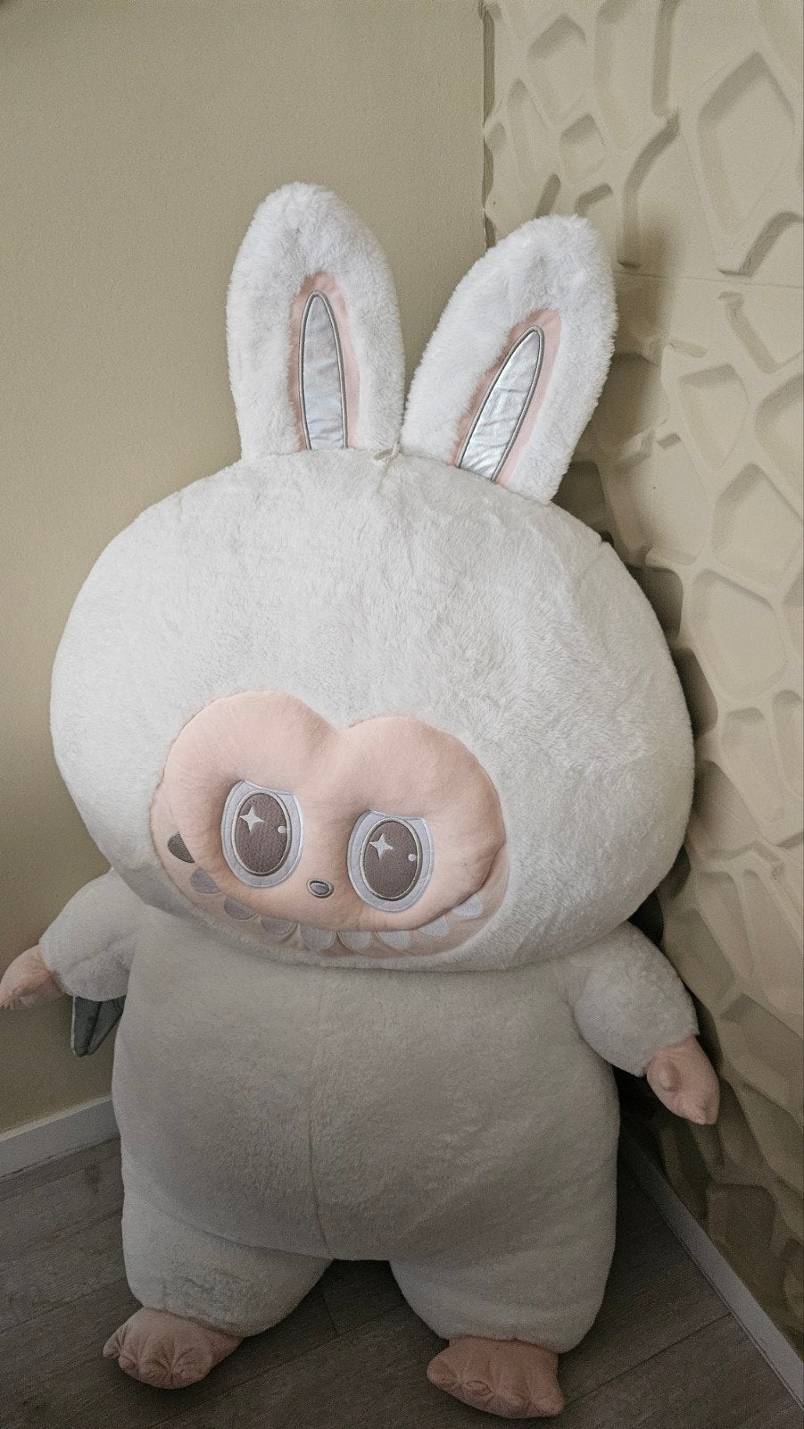 Labubu Heel  Grote 1metre witte knuffel met konijnenoren en, Ophalen, Overige merken, Overige karakters, Konijn