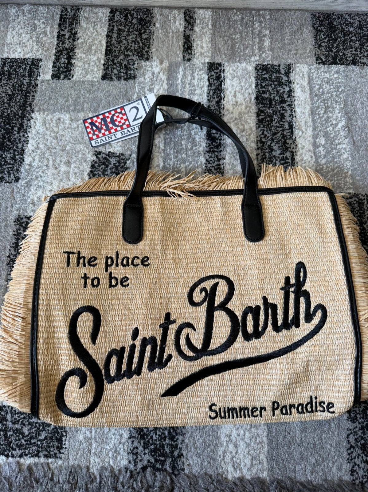 Grote gevlochten rieten strandtas – Ibiza shopper met franje, Ophalen of Verzenden, Nieuw, Beige, Shopper