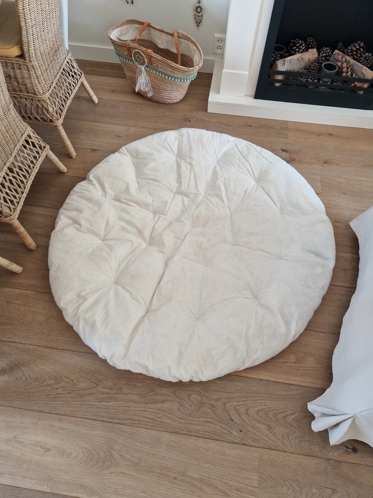 Crème kussen van een Papasanstoel, Ophalen, Gebruikt, Wit, Eén