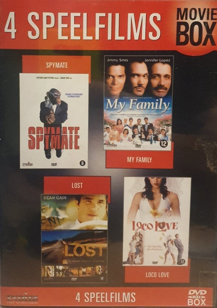 DVD: Moviebox 4 films Spymate / My Family / Lost / Loco Love, Alle leeftijden, Ophalen of Verzenden, Nieuw in verpakking, Nederlands