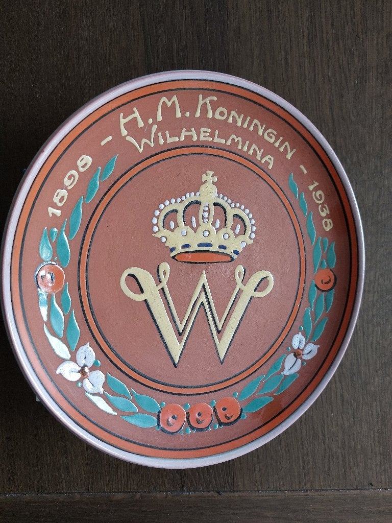 Jubileum Bord H.M. Koningin Wilhelmina 1898 - 1938, Verzamelen, Ophalen of Verzenden, Zo goed als nieuw, Overige typen