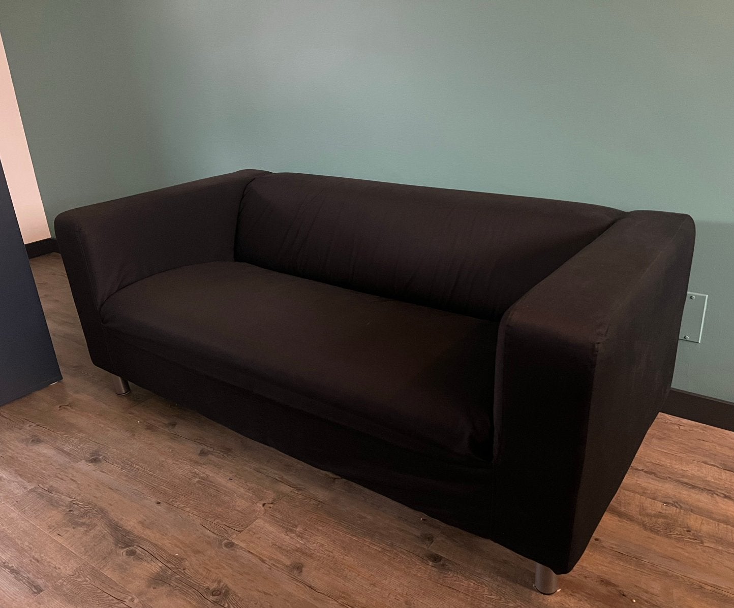 Zwarte Ikea Klippan bank 2-zits, Ophalen, Gebruikt, 150 tot 200 cm, Tweepersoons