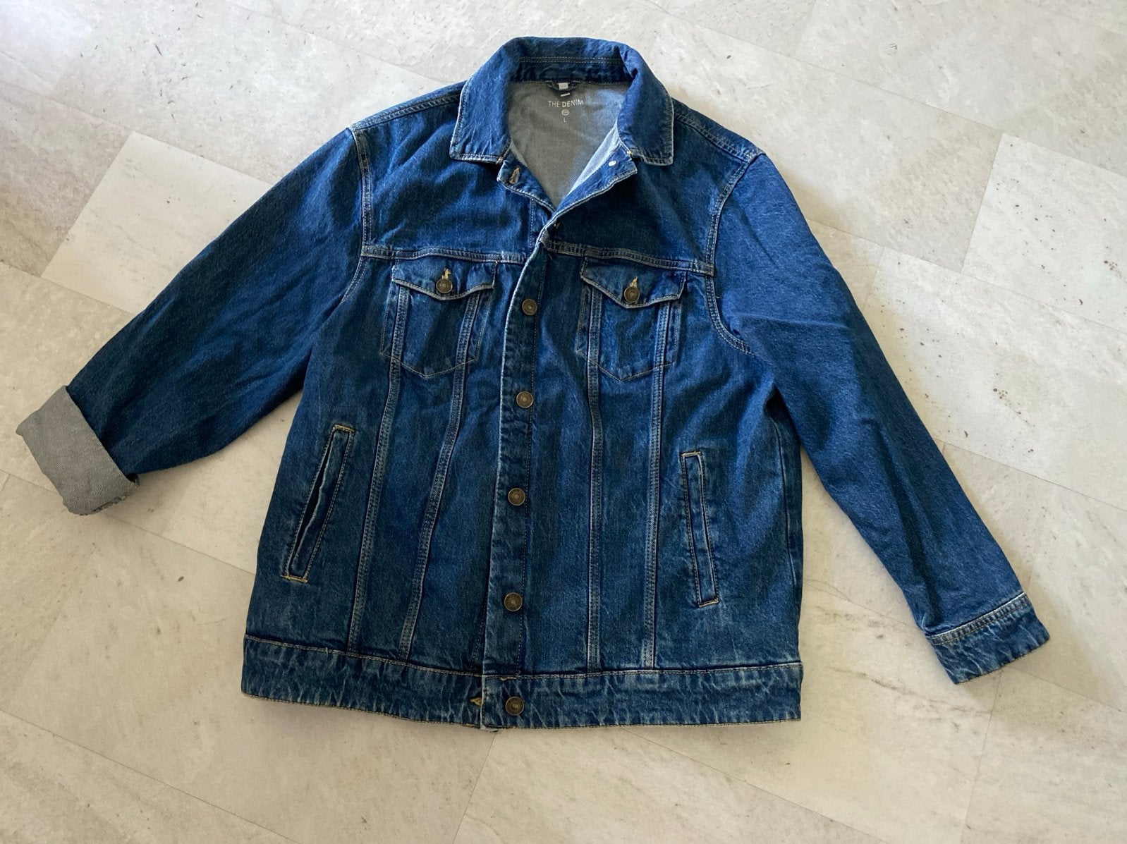 Stoere spijkerjas in maat L, Ophalen of Verzenden, Zo goed als nieuw, Maat 42/44 (L), Blauw