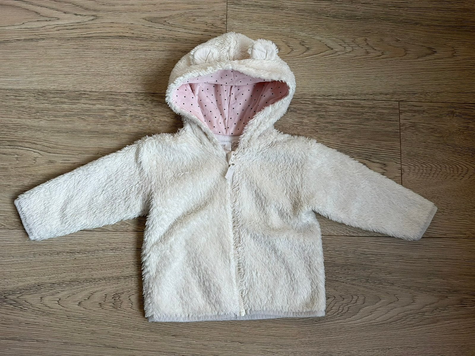 H&M teddy jasje wit maat 80, Ophalen of Verzenden, Zo goed als nieuw, Meisje, Jasje