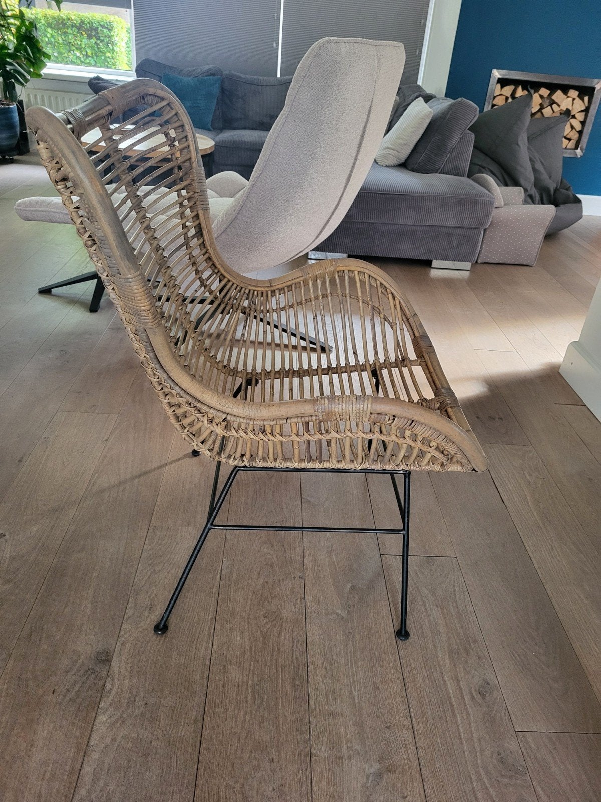 Rotan oorfauteuil / vlinderstoel, Huis en Inrichting, Ophalen, Bohemian, Modern, Natuurlijk, Zo goed als nieuw, 75 tot 100 cm