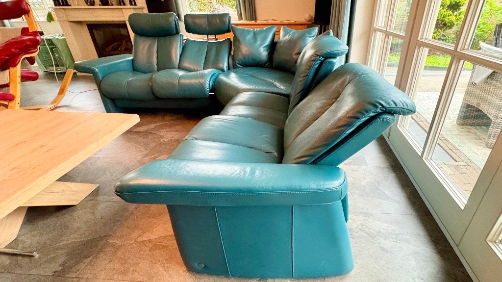 Stressless Legend Leren Hoekbank Groen met relaxfunctie, Ophalen, Gebruikt, Hoekbank, Leer