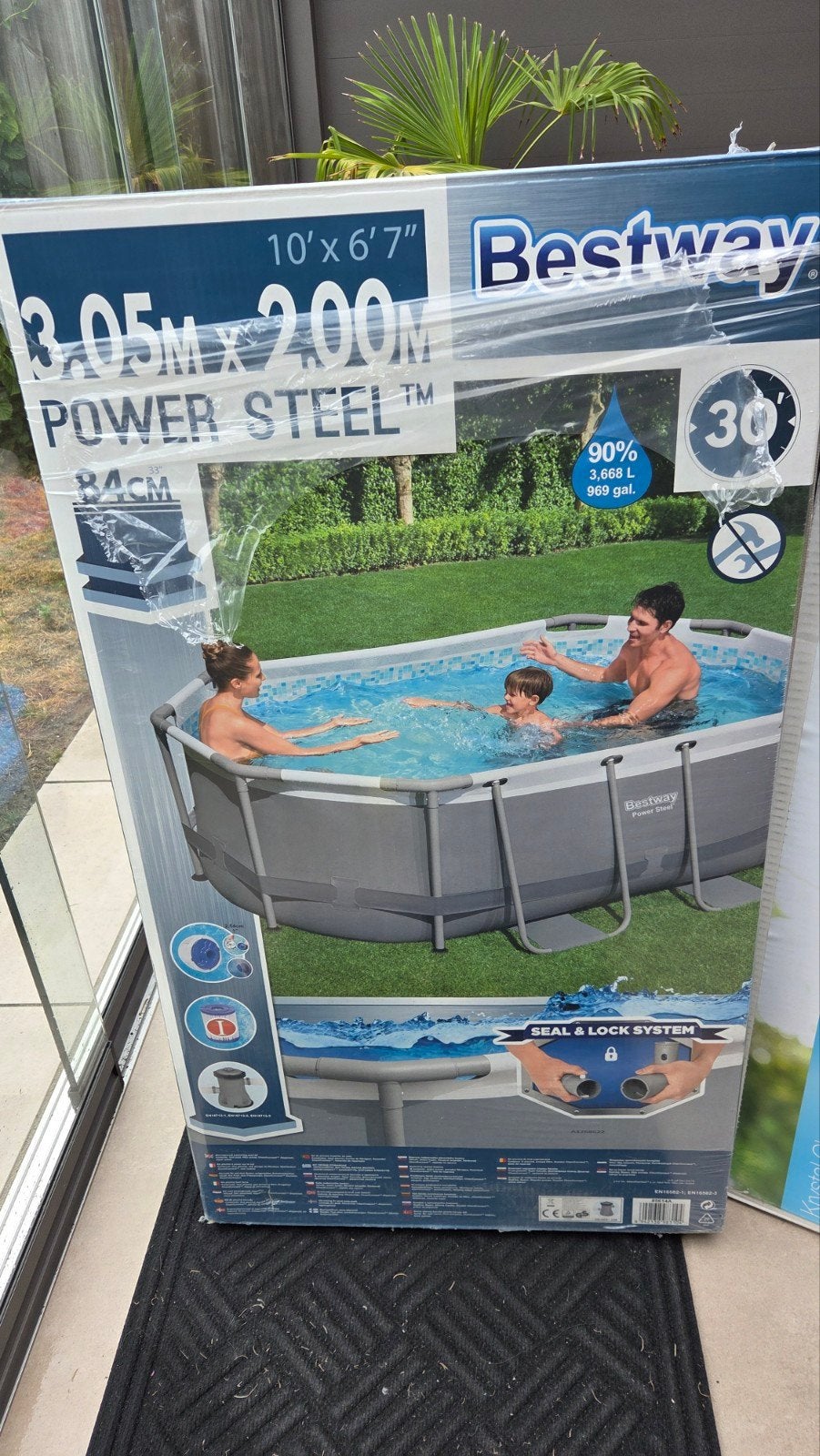 Bestway Power Steel Zwembad met trap, toebehoren en cover, Ophalen, 200 tot 300 cm, 80 tot 120 cm, Zo goed als nieuw