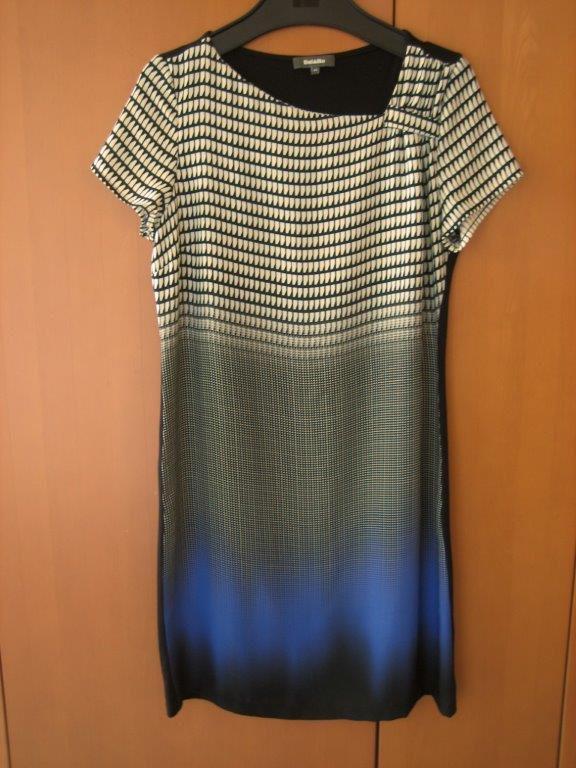 Speels jurkje in zwart-wit-blauw BEL & BO 44 snazzeys, Kleding | Dames, Overige kleuren, Verzenden, Nieuw, Onder de knie